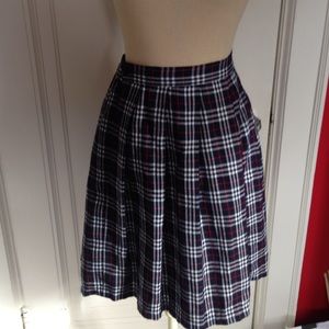 Vintage Navy Plaid Flannel High Waist Skirt